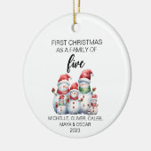 Décoration En Céramique Première famille de Snowman de Noël cinq (Gauche)