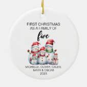 Décoration En Céramique Première famille de Snowman de Noël cinq (Dos)