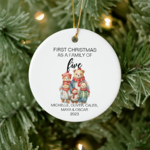 Décoration En Céramique Première famille d'ours de Noël de cinq personnes
