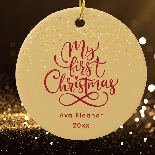 Décoration En Céramique Première fille de Noël Elegant Baby Nom personnali
