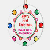 Décoration En Céramique Première Fille de Noël Géométrique Rouge Vert (Gauche)