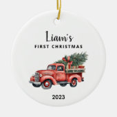 Décoration En Céramique Première garde de Noël pour bébé personnalisée (Devant)