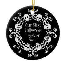 Première Halloween ensemble crâne wreath