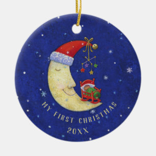 Décoration En Céramique Première Lune Père Noël de Noël avec/ Baby Mon