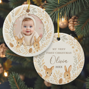 Décoration En Céramique Première Noël de bébé Boho Woodland Souvenir