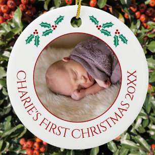 Décoration En Céramique Première Noël de bébé personnalisée Photo