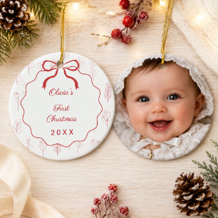 Décoration En Céramique Première Noël de bébé photo arc fleurs sauvages ro