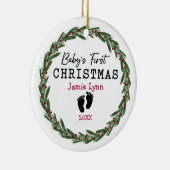 Décoration En Céramique Première Noël de bébé rouge vert courge simple (Droite)