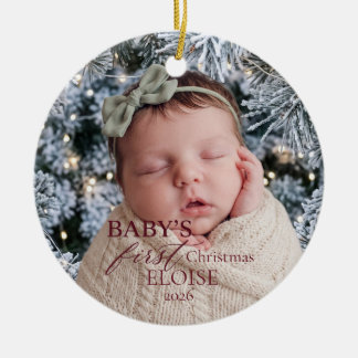 Décoration En Céramique Première Noël de bébé Statistiques de naissance Or