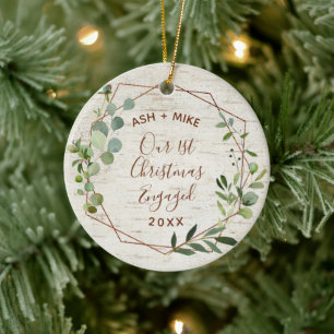 Décoration En Céramique Première Noël Engagé Birch Eucalyptus Photo