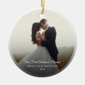 Décoration En Céramique Première Noël Marié Mariage photo Keepsaké (Devant)