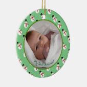 Décoration En Céramique Première photo bébé de Noël avec snowman (Droite)