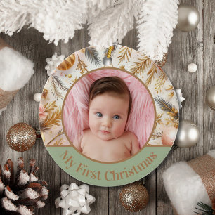 Décoration En Céramique Première photo de bébé personnalisée de Noël pour