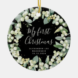 Décoration En Céramique Première photo de Noël de l'Élégant Bébé des neige