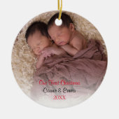 Décoration En Céramique Première photo de Noël de Red Twins Baby (Devant)