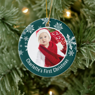Décoration En Céramique Première photo de Noël du bébé Frame Flakes