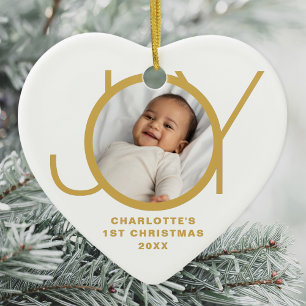 Décoration En Céramique Première photo de Noël du bébé personnalisé Gold B