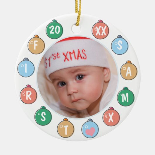 Décoration En Céramique Première photo de Noël du mignon bébé (Devant)