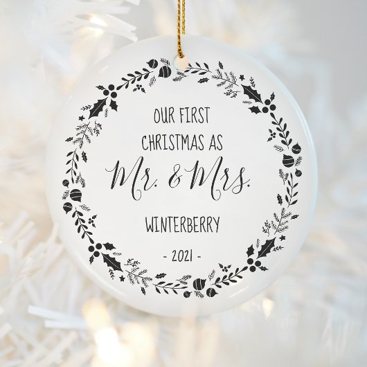 Décoration En Céramique Première photo de Noël mariée