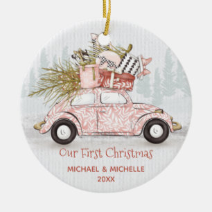 Décoration En Céramique Première voiture de Noël