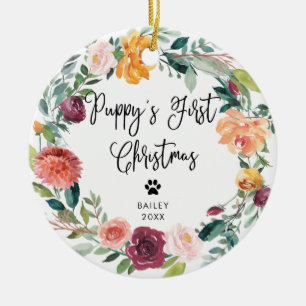 Décoration En Céramique Premières guirlande et photo florales de Noël   