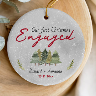 Décoration En Céramique Premiers arbres verts fiançailles de Noël