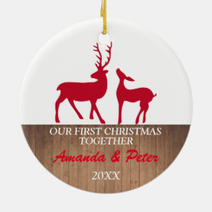 Décoration En Céramique Premiers de Noël cerfs communs rustiques de
