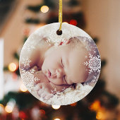 Décoration En Céramique Premiers flocons d'argent blanc de Noël pour bébé