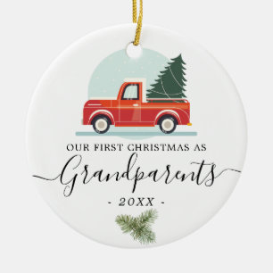 Décoration En Céramique Premiers grands-parents de Noël Camion Vintage ph