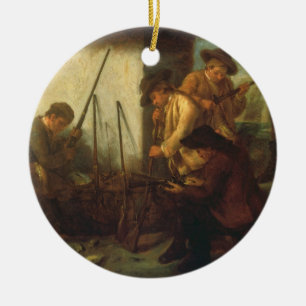 Décoration En Céramique Préparant les armes à feu (huile sur la toile)