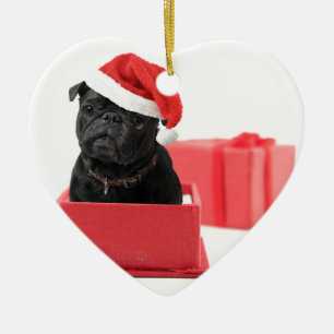 Décoration En Céramique Présent ou cadeau noir de chien de carlin