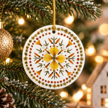 Presse Fleur Mandala Jaune D'art Original