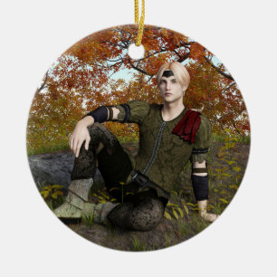 Décoration En Céramique Prince de la forêt de fantaisie d'automne Portrait