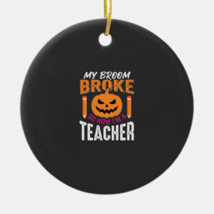 Décoration En Céramique Professeur d'Halloween Balai Cassa Citrouille Conc