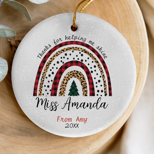 Décoration En Céramique Professeur merci Noël arc en ciel