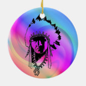 Décoration En Céramique Psychedelic Indian Chief Ornament (Dos)