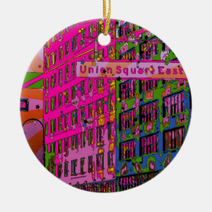 Décoration En Céramique Psychedelic NYC : bâtiment Union Square, panneau d