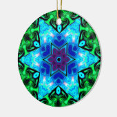 Décoration En Céramique Psychédélique Mandala Fleur bleu pourpre et vert (Gauche)