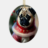 Décoration En Céramique Pug de Noël (Droite)