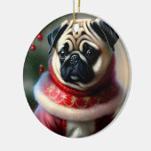 Décoration En Céramique Pug de Noël (Gauche)