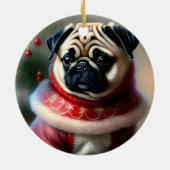 Décoration En Céramique Pug de Noël (Dos)