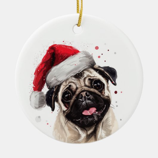Décoration En Céramique Pug Dog Christmas Personalized (Devant)