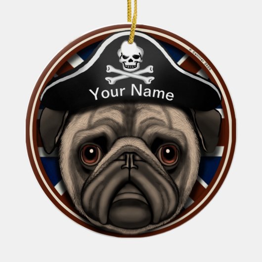 Décoration En Céramique Pug Pirate (Devant)