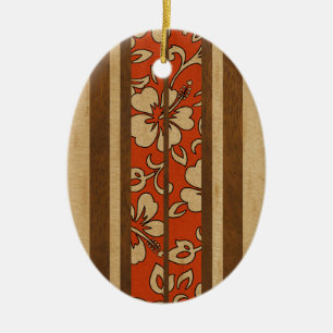 Décoration En Céramique Pupukea Vintage Hawaiian Faux Wood Surboard