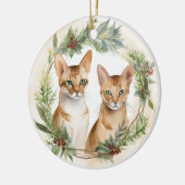Décoration En Céramique Purfection de Noël : Festive Abyssinian Chat avec (Gauche)