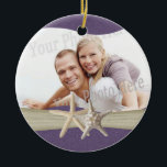 Décoration En Céramique Purple Beach Starfish Photo<br><div class="desc">Un joli sac de vêtements de photo violet pour des souvenirs de vacances,  des cadeaux de mariage ou toute occasion. Ajoutez votre photo préférée et changez le texte au dos si nécessaire.</div>