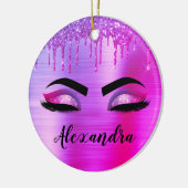 Décoration En Céramique Purple Glitter Sparkle Eyelashes Monogram (Gauche)