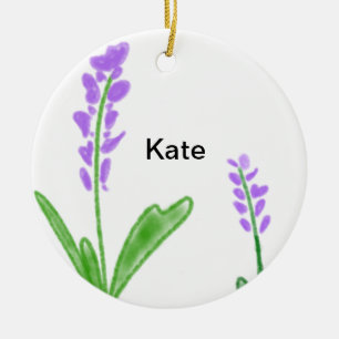Décoration En Céramique Purple lavande florale aquarelle ajouter nom cu
