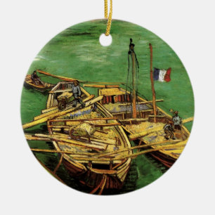 Décoration En Céramique Quai Van Gogh avec des hommes déchargeant des péni
