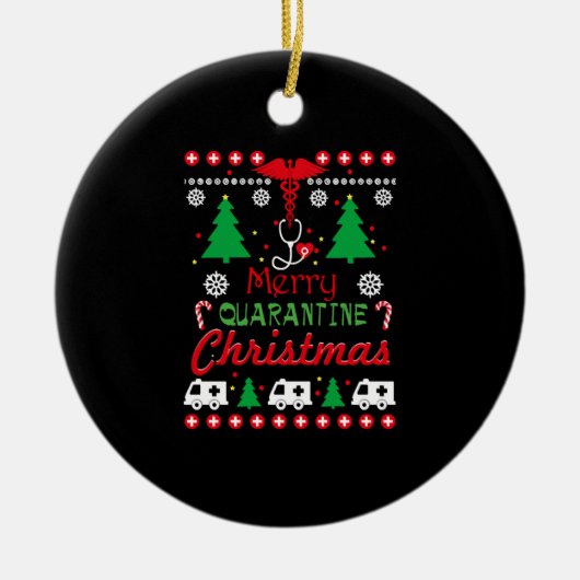 Décoration En Céramique Quarantine Noël 2020 Reindeer Mask Pyjamas T- (Devant)